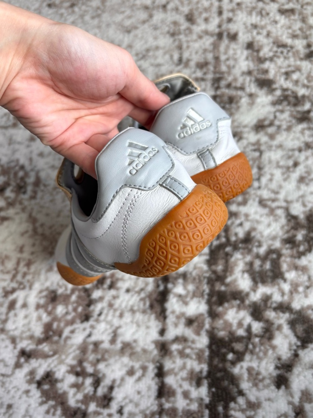 Vintage Y2K Adidas Archive MEI 2000s Taekwondo White and Silver Stripes Sneakers - Picture 9 of 10